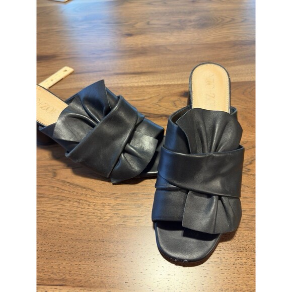 NIC+ZOE Poppy Women 8 M Black Leather Peep Toe Bow Block Heel - Picture 6 of 16